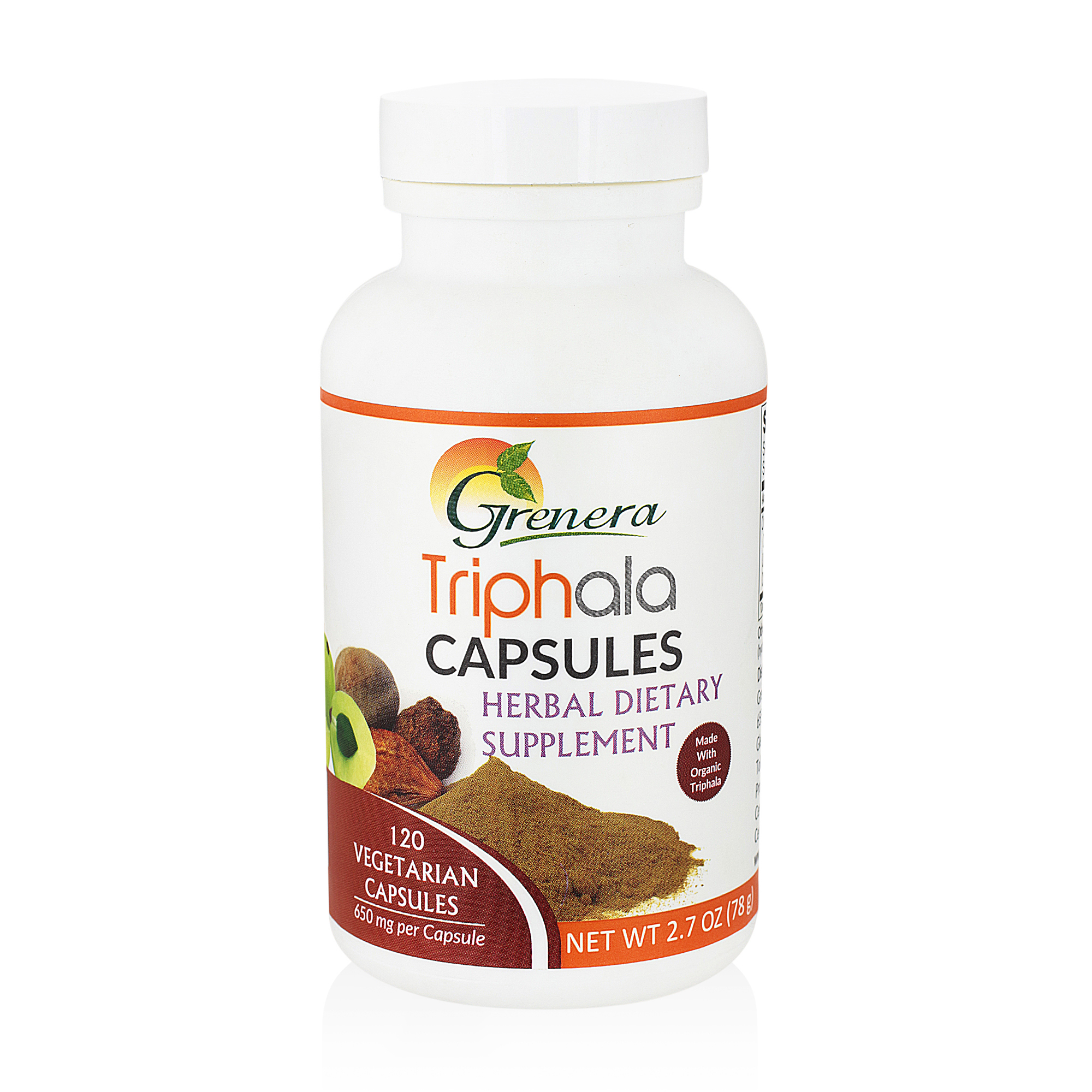 Bottle of Triphala dietary supplements