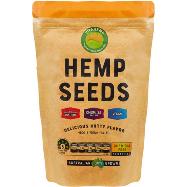 VitaHemp Hulled Hemp Seeds packaging (450g / 900g)